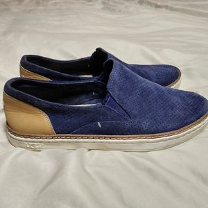 Ugg Australia Womens Adley Perf Navy Suede Loafer Slip On Shoes Size 6.5